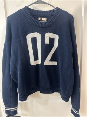 SO Navy Sweater with White '02' Chest Graphic